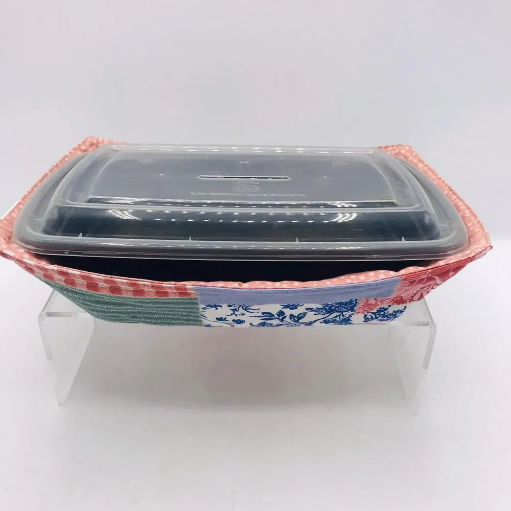 Reversible Microwave Cozie For Takeout Containers Cottage Core Patchwork Rose
